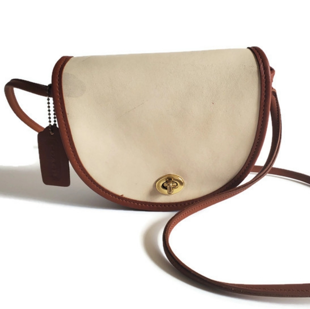 Coach Vintage Spectator Mini Crossbody Purse Bone & Brown Leather 0396-944